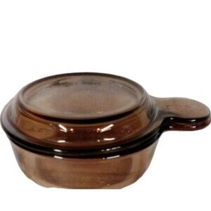 Vision Amber/ Tan‎ Small Glass Bowl Made IN THE USA  With Lid